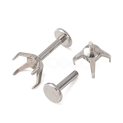 304 Stainless Steel Prong Earring Settings SA-CBA8B85-11D-01-1