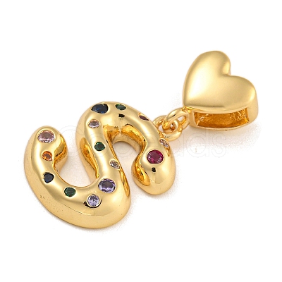 Brass Micro Pave Colorful Cubic Zirconia Pendants KK-P281-01G-S-1