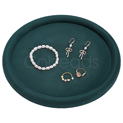 Round MDF Covered with Velvet Jewelry Organizer Display Trays ODIS-WH0099-224-1