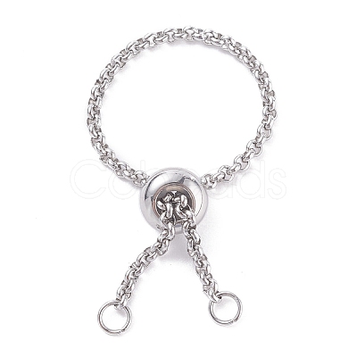 304 Stainless Steel Rolo Chains Slider Ring Findings RJEW-JR00443-1