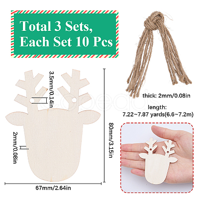 3 Sets Wooden Pendant Decorations WOOD-SC0001-86B-1