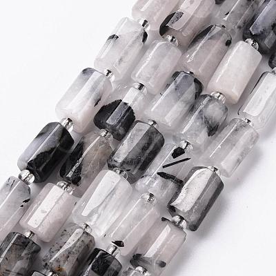 Natural Black Rutilated Quartz Beads Strands X-G-S345-8x11-010-1