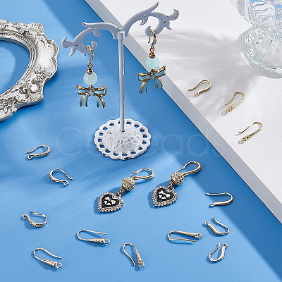 40Pcs 4 Styles Brass Earring Hooks KK-BBC0024-39-1
