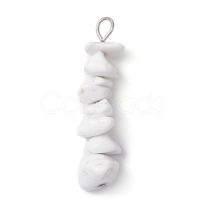 Gradient Color Mixed Gemstone Chip Beaded Pendants PALLOY-JF02791-1