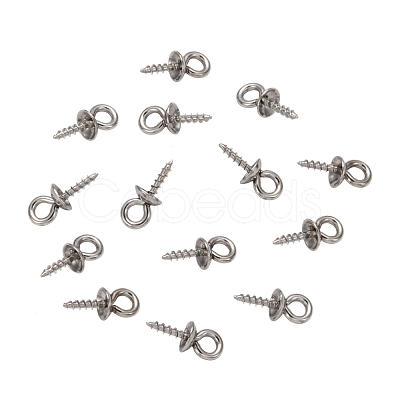 Non-Tarnish 304 Stainless Steel Screw Eye Pin Peg Bails X-STAS-E076-05-1