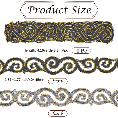 Iron on/Sew on Polyester Embroidery Auspicious Clouds Lace Ribbon OCOR-WH20020-06B-1