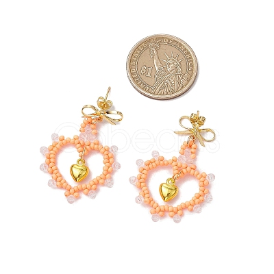 Glass Seed Beads Dangle Stud Earrings EJEW-MZ00396-02-1