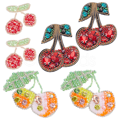 6Pcs 3 Styles Cherry Acrylic Iron on/Sew On Patches PATC-GF0001-50-1