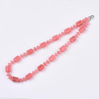Natural Rhodochrosite Beaded Necklaces NJEW-S392-27-1