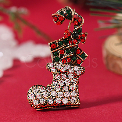 Christmas Theme Zinc Alloy Rhinestone Brooches for Backpack Clothes LK8386-13-1