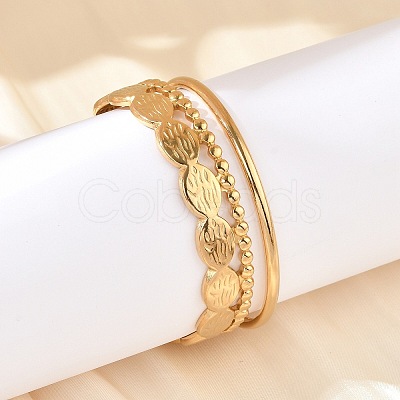304 Stainless Steel Cuff Bangles for Women BJEW-B120-04G-03-1