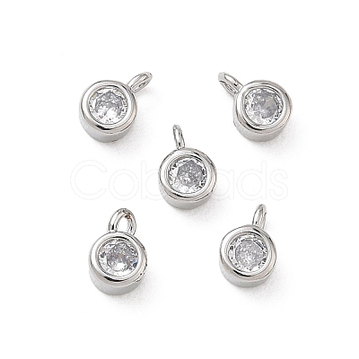 Brass Micro Pave Clear Cubic Zirconia Charms KK-D289-48B-P-1