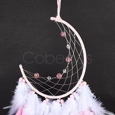 Iron Woven Web/Net with Feather Pendant Decorations AJEW-P097-02-1