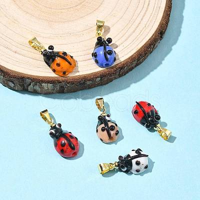 6Pcs Handmade Lampwork Pendants LAMP-FS0001-57A-1