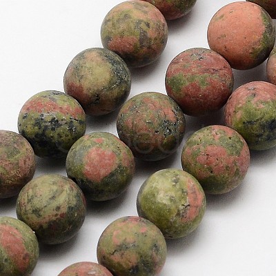 Natural Unakite Beads Strands G-D683-8mm-1