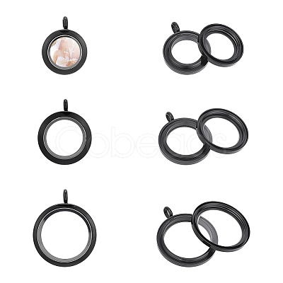 3Pcs 3 Style 304 Stainless Steel Locket Pendants FIND-UN0001-83EB-1