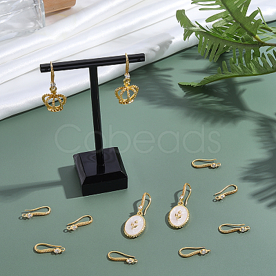 6 Pairs Brass Clear Cubic Zirconia Earring Hooks KK-BBC0027-54-1