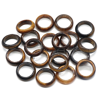 Natural Tiger Eye Plain Band Rings PW-WG25917-02-1