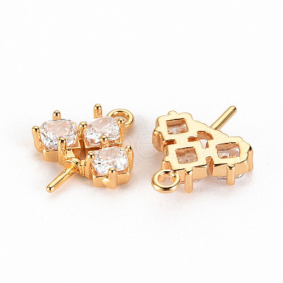 Brass Micro Pave Clear Cubic Zirconia Peg Bails KK-S360-065-NF-1