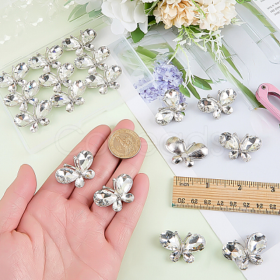 Platinum Tone Alloy Rhinestone Butterfly Cabochons DIY-FG0009-98B-1