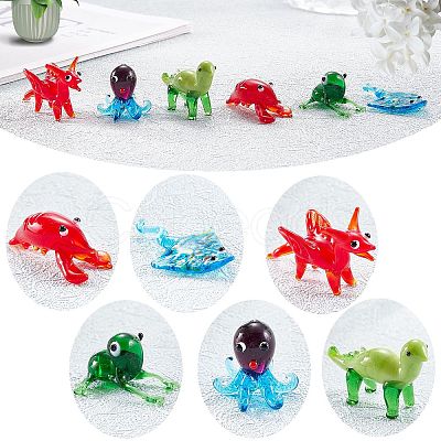 6Pcs 6 Style Handmade Lampwork Display Decorations AJEW-SZ0002-30-1
