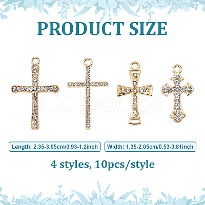 40Pcs 4 Styles Alloy Rhinestone Pendants FIND-ME0003-43-1