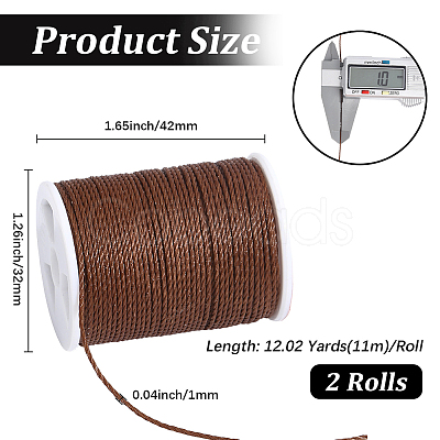 2 Rolls Round Waxed Polyester Cord YC-PA0001-01A-1