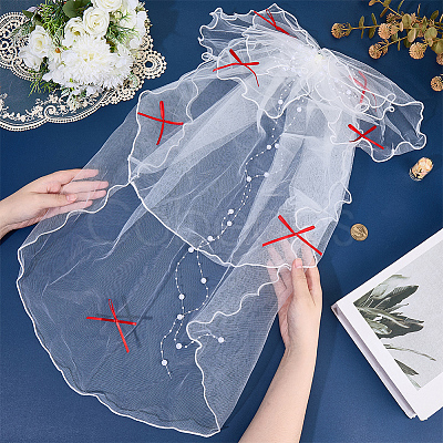 Organza ABS Pearl Wedding Veil OHAR-WH20020-05A-1