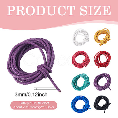 16m 8 Colors Braided Leather Cord WL-TA0001-10-1