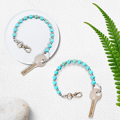 2Pcs Synthetic Turquoise Keychain HJEW-SC0002-27B-1