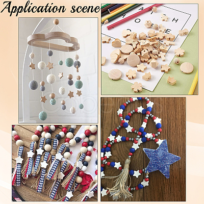 120Pcs 2 Styles Natural Maple Wood Beads WOOD-SC0002-28-1
