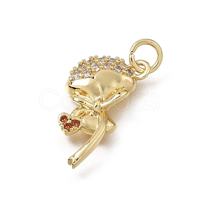 Brass Micro Pave Orange Cubic Zirconia Pendants CU-L001-13G-01-1
