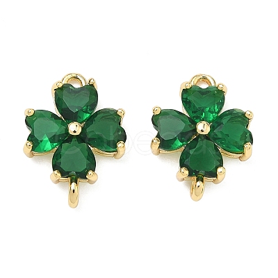 Saint Patrick's Day Glass Clover Connector Charms KK-P348-03G-1
