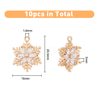 SUPERFINDINGS 10Pcs Brass Micro Pave Clear Cubic Zirconia Pendants ZIRC-FH0001-39-1