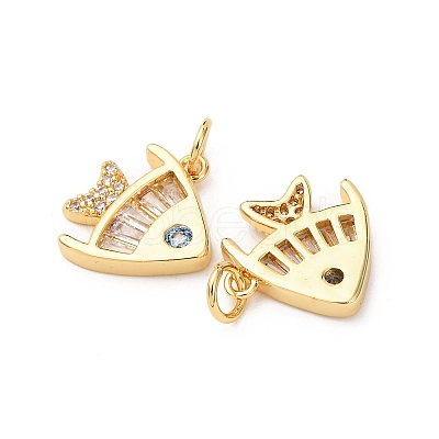 Brass Micro Pave Cubic Zirconia Pendants KK-D019-01B-G-1