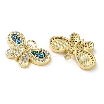 Brass Micro Pave Clear Cubic Zirconia Pendants KK-C045-44G-1
