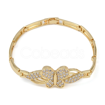 Rack Plating Brass Micro Pave Clear Cubic Zirconia Link Chain Bracelets BJEW-Z069-02G-01-1