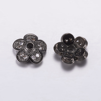 Brass Micro Pave Cubic Zirconia Bead Cap ZIRC-G122-50-RS-1