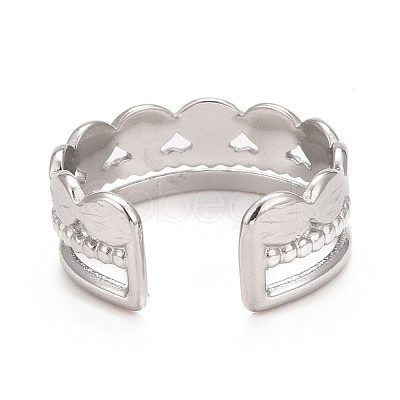 Non-Tarnish 304 Stainless Steel Oval Wrap Open Cuff Ring for Women RJEW-C025-11P-1