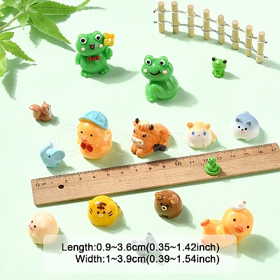 15Pcs 15 Styles Resin 3D Animal Figurines RESI-YW0001-94-1