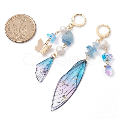 Natural Aquamarine Leverback Earrings EJEW-TA00591-02-1