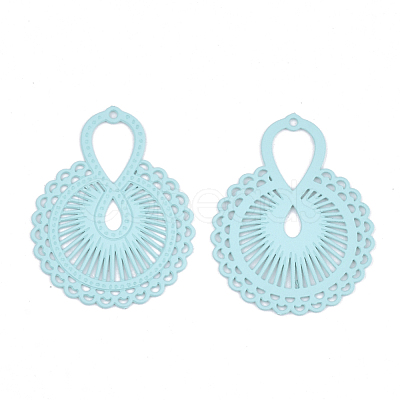 430 Stainless Steel Filigree Pendants STAS-S108-22C-1