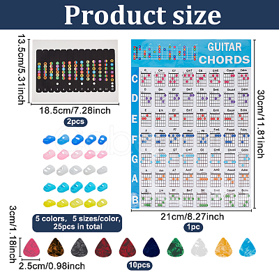 Plastic Self-Adhesive Guitar Fretboard Note Map Sticker Labels AJEW-AN0007-32-1