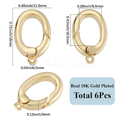 6Pcs Rack Plating Brass Spring Gate Rings KK-SC0006-48G-01-1