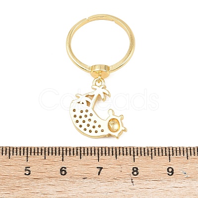 Adjustable Brass Micro Pave Cubic Zirconia Pendant Finger Rings for Women LS-RJEW-A090-01B-G-1