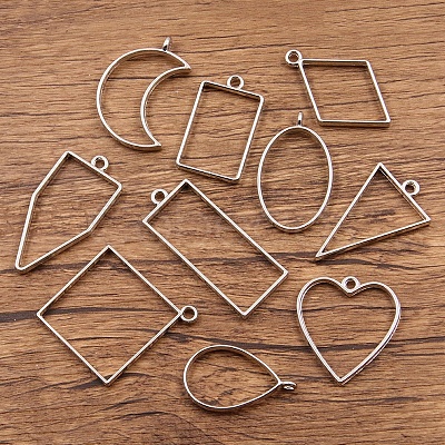 Zinc Alloy Open Back Bezel Pendants FIND-PW0024-02C-1