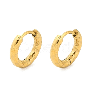 Ion Plating(IP) 304 Stainless Steel Textured Huggie Hoop Earrings LS-EJEW-G374-02A-G-1