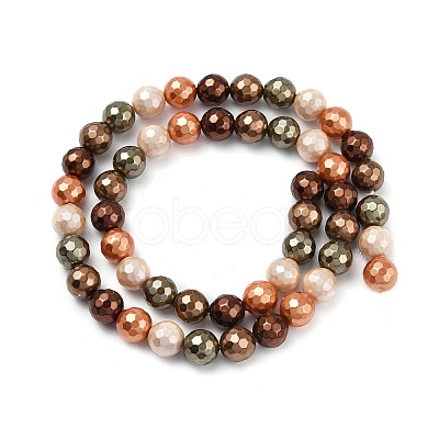 Faceted Round Shell Pearl Beads Strands BSHE-XCP0001-42-1