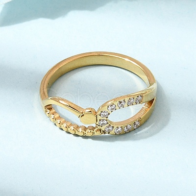 304 Stainless Steel Micro Pave Cubic Zirconia Finger Rings for Women RJEW-A104-01G-1
