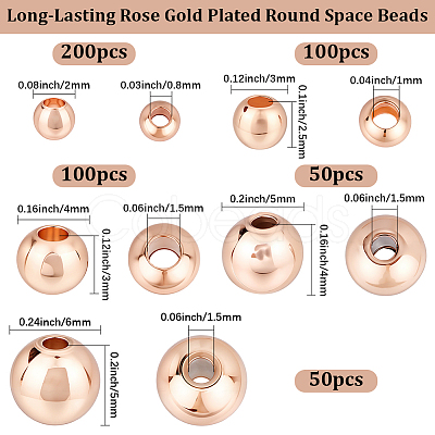 500Pcs 5 Styles Rack Plating Brass Beads KK-BBC0023-24RG-1